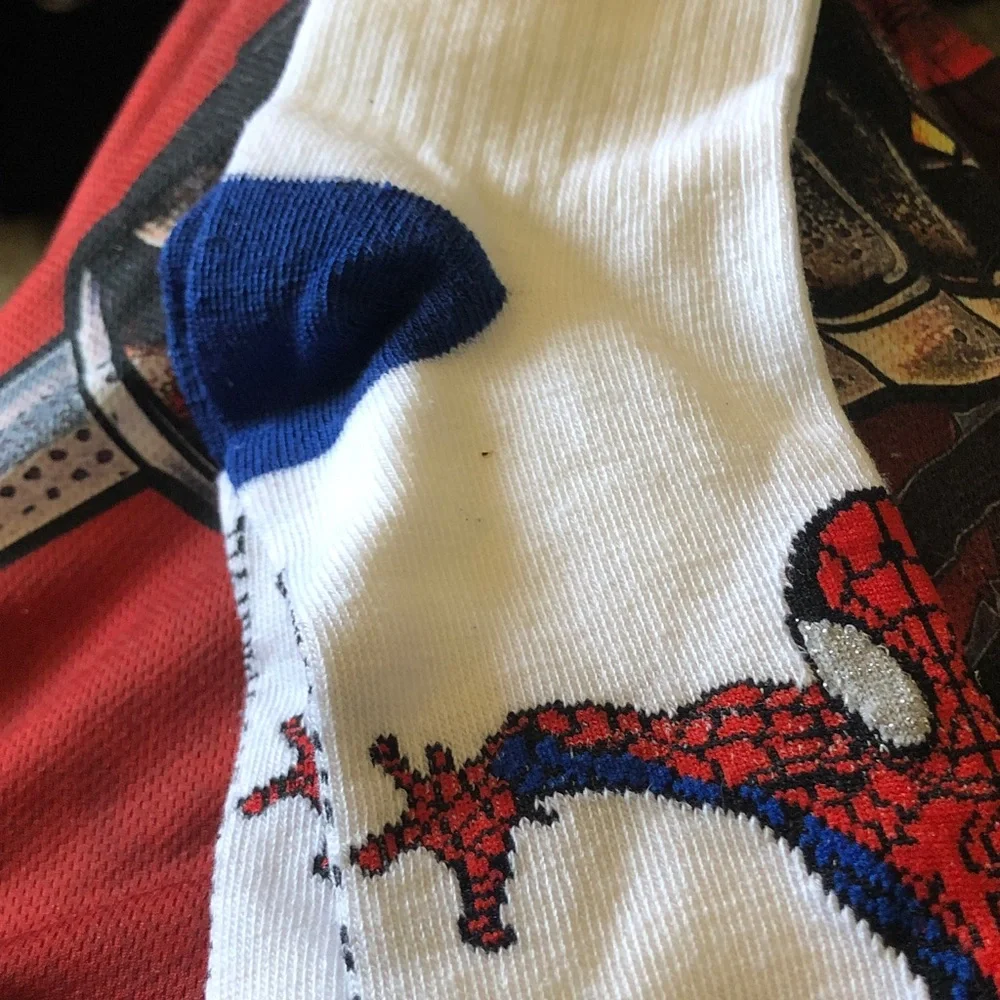 White Spider-Man Graphic Crew Socks - Men